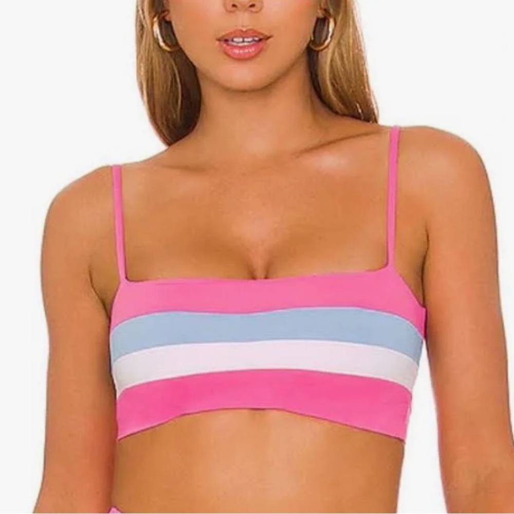NWT L*Space Rebel Stripe Top in Bubble Gum White & Aura